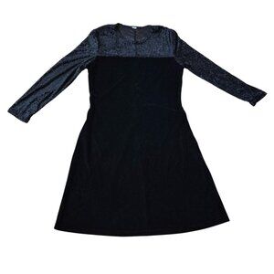 Unbranded Women's Velvet Black Size M Midi Witchy Dark Grunge Dress Animal Print